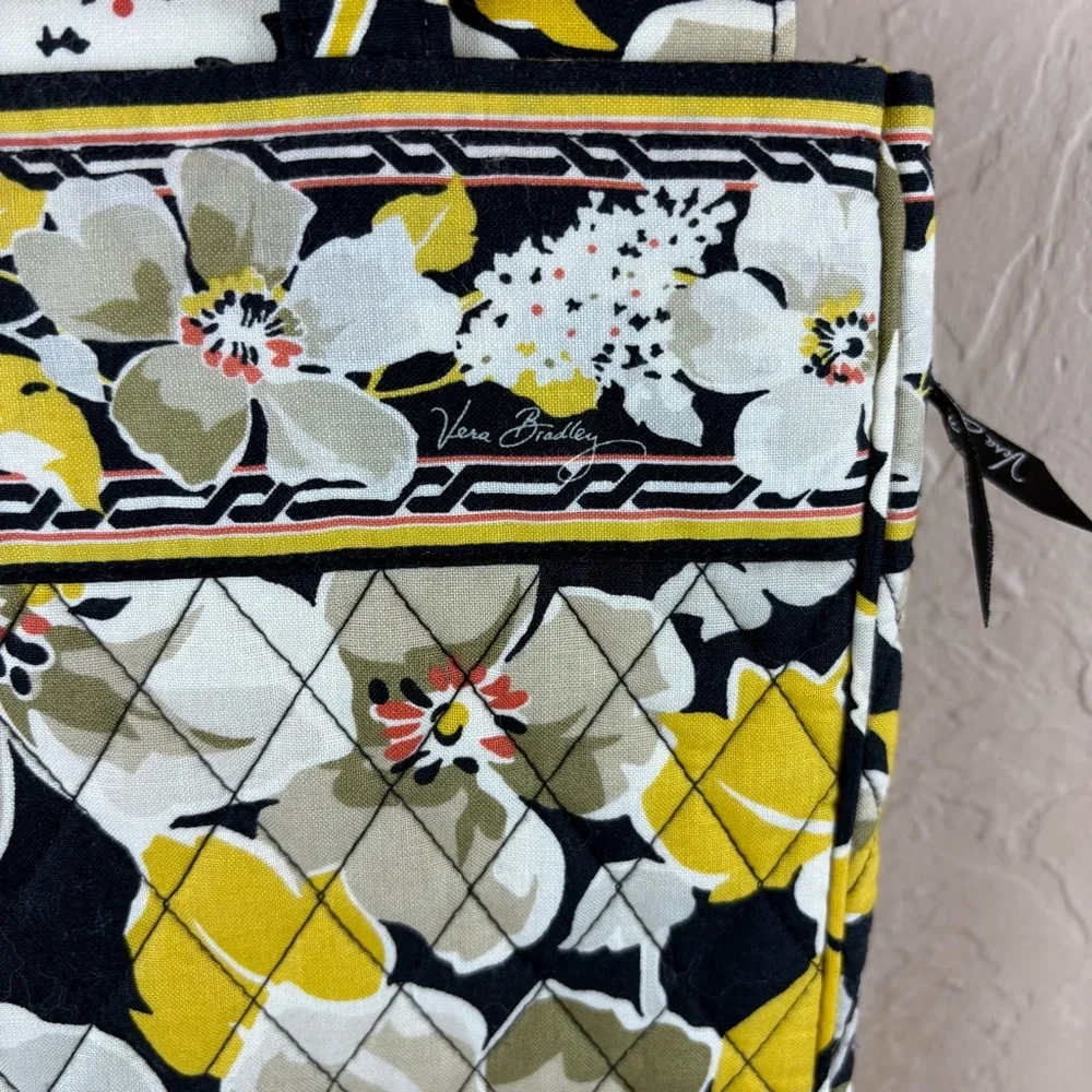 Vera Bradley Yellow and Black Floral Tote Bag Laptop Checkpoint Friendly Travel